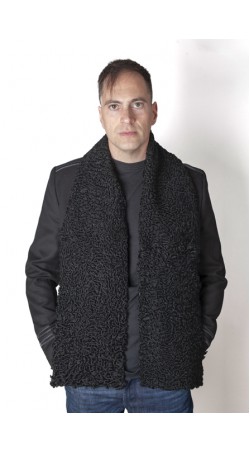 Black persian karakul lamb fur stole-scarf